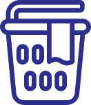 Blue transparent outline washing basket