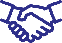 Blue transparent handshake outline