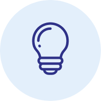 Bulb icon on light blue button