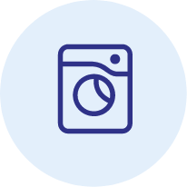 Washers icon on light blue button